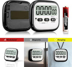 AyayaBoss 2-Pack Magnetic Kitchen Timers for Cooking, Digital Stop Watch Countdown Timer for Kids, Teachers, Classroom, Office, Exercise - Battery Included
