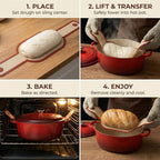 Silicone Bread Sling for Dutch Oven, 2-Pack Non-Stick Reusable Baking Mats with Long Handles, Easy Clean Sourdough Baking Supplies