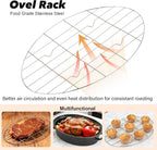 18” Roaster Pan with Lid and Rack, Large Enamel Roaster Pan with Oval Roasting Rack, Granite Baking Pot for Chicken Turkey Lamb, Heat Resistant, Oven/Dishwasher/All Stovestops Compatible