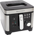 West Bend Deep Fryer with Adjustable Temperature Control Nonstick Basket Easy-View Window and Temperature Guide, Folding Handle and Locking Cover for Easy Storage, 3-Liter, Silver