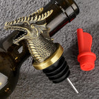 Dragon Head 2-In-1 Wine Bottle Pourer and Stopper, Dragon Gifts for Men Women Dragon Fans, Liquor Bottle Pourers Spout for Alcohol Spirits, Wine Accessories Gifts, Bronze