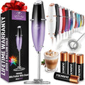 Zulay Kitchen Powerful Milk Frother Wand With 4 AA Duracell Batteries - Ultra Fast Handheld Drink Mixer - Electric Whisk Foam Maker for Coffee, Lattes, Cappuccino, Matcha & Creamer - Galaxy
