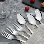 Unokit 24-Piece Forks and Spoons Set - Forks and Spoons Food Grade Stainless Steel Silverware for Home, Kitchen and Restaurant, 12-Fork and 12-Spoon, Mirror Polished&Dishwasher Safe