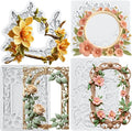 Flower Photo Frame Silicone Mold Wreath Fondant Molds Picture Frame Molds For Cake Decoration Cupcake Topper Polymer Clay Chocolate Candy Gum Paste Set of 4