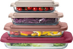 COOK WITH COLOR 8-Piece Deep Glass Baking Dish Set with Plastic Lids – Casserole and Food Storage Containers for Lasagna, Leftovers – Freezer-to-Oven, Microwave & Dishwasher Safe, Rose