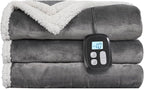 Electric Heated Blanket Twin Size - 62"x84", Soft Flannel Heating Blanket, 10 Heating Levels, 1-12 H Auto Shut Off, Breathable Warm and Washable for Bed, Light Grey