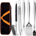 Leonyo Grill Tools Set of 6, 18Inch Extra-Long BBQ Tool Set, Heavy-Duty Barbecue Grilling Accessories, Stainless Steel Spatula, Fork, Tong, Basting Brush, Cleaning Brush, Carrying Bag