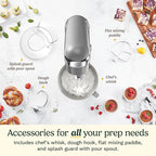 Cuisinart Stand Mixer, 12 Speeds, 5.5-Quart Mixing Bowl, Chef's Whisk, Flat Mixing Paddle, Dough Hook, and Splash Guard with Pour Spout, Silver Lining, SM-50BCNAS, Silver Lining