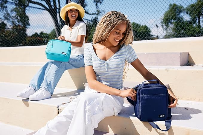 PackIt(R) Freezable Classic Lunch Box, Almond, Built with EcoFreeze(R) Technology, Collapsible, Reusable, Zip Closure With Zip Front Pocket and Buckle Handle, Designed for Fresh Lunch On the Go