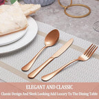 40 Pcs Rose Gold Silverware Set Service for 8, Premium Stainless Steel Flatware Set, Cutlery Utensil Set, Durable Home Kitchen Eating Tableware Set, Include Fork Knife Spoon Set, Dishwasher Safe