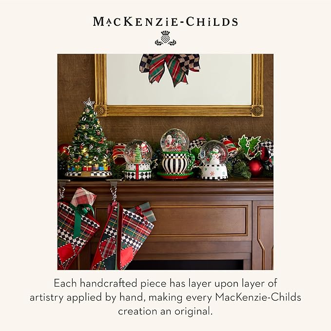 MACKENZIE CHILDS Snow Globe, Christmas Decor for Living Room, Check It Out Teacup