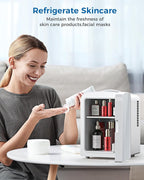 Electactic 4L/6 Cans Mini Fridge, Portable Compact Refrigerator, Small Skin Care Fridge, Food and Drinks, Small Cooler for Bedroom, Dorm, Car, Office, White