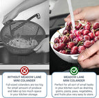 Meadow Lane 6-inch Small Colander, BPA-Free, Dishwasher Safe, Double Handles, Compact Food Strainer for Berries, Veggies and Pasta, 3-Cup Capacity, Smooth White