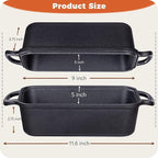 Cast Iron Loaf Pan with Lid 9×5 Inch, Bread Baking Pans, Even Heat Distribution for Sourdough, Pre-Seasoned Dutch Oven Loaf Pan for Homemade Bread