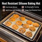 Extra Thick Silicone Baking Mat with 10 Easy Recipes,Silicone Mat for Baking, Non Stick Pastry Mat for Dough Rolling, Macaron, Cookie, bread, Pizza, Fondant/Pie Crust, Oven& Dishwasher Safe