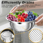 Colander, Stainless Steel Colander for Kitchen, 3Pcs Kitchen Gadget Food Strainer Basket with Handle, Kitchen Strainer Colanders Bowl for Pasta Noodles Spaghetti Vegetables Fruit (2QT, 3QT, 5QT)