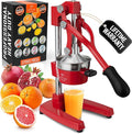 Zulay Kitchen Cast Iron Juicer - Easy-to-Clean Heavy-Duty Manual Juicer, Professional Citrus Juicer - Stainless Steel Lemon Squeezer - Manual Citrus Press & Orange Squeezer - Orange Juicer - Deep Red