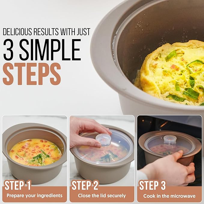 40oz Platinum Silicone Microwave Steamer Pot with Handle & Lid - Korean 100% Food-Grade Steamer Bowl, Heat-Resistant Cooker with Steam Holes, Easy Clean, Dishwasher Safe, Yellow