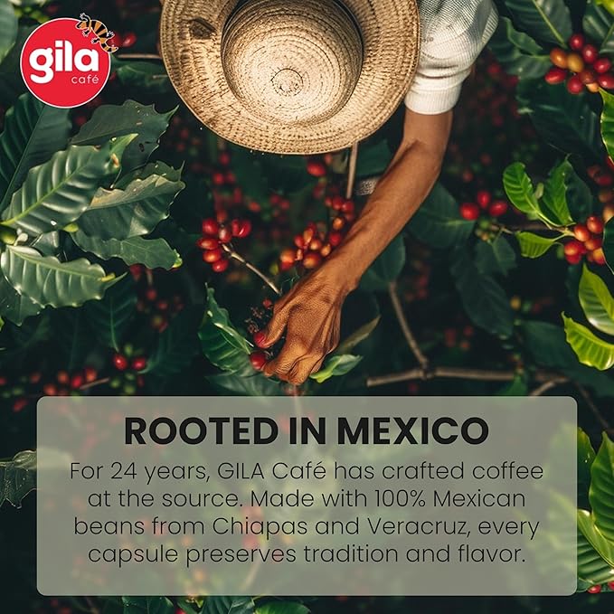 GILA Café Espresso Lungo Aluminum Coffee Capsules – Medium Roast Coffee Pods Compatible with Nespresso Original Machines – 100% Mexican Arabica with Hazelnut & Vanilla Notes, 60 Count