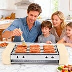Electric Hot Dog Roller Machine,3 in 1 Indoor Grill with 360° Rotating Tray (9 Sausages) & Removable Grills Net & Nonstick Plate,Hot Dog Roller Grill Sausage Grills for Family BBQ Party
