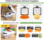 18-in-1 Vegetable Chopper Mandoline Slicer for Kitchen, Food Chopper with Container, Veggie Cutter, Onion Mincer Tomato Dicer, Fruit Slicer Spiralizer, Cheese Grater, Kitchen Gadgets House Essentials