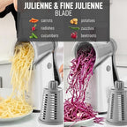 Zulay Kitchen Rotary Cheese Grater 5 Blade Cheese Shredder - Manual Hand Crank Cheese Grater With Reinforced Suction & 5 Interchangeable Drums - Easy to Use, Vegetable Chopper Round Mandoline Slicer