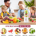 Portable Personal Blender 17 OZ/500 ML Juicer, 175W Personal Size Blender, Ideal for Smoothies, Ice Blending, Juicing, and Food Processing, Compact, Convenient, and Versatile (White)