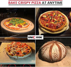 Unicook 2 PCS Pizza Stones Set, 12 Inch Square Pizza Stone for Oven and Grill, Cordierite Baking Pan for Crispy Crusts, Thermal Shock Resistant, Including Dough Scraper