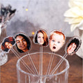 Custom Photo Face Stir Sticks Pack 5-500pcs, Personalized Acrylic Drink Stirrers with Your Photo, Dog, Cat, Logo or Face, Custom Cocktail Swizzle Sticks for Birthday & Graduation Decor