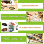Spring Chef Stainless Steel Magnetic Measuring Spoons Set of 8 with Leveler, Metal Teaspoon & Tablespoon Measure Spoons Set for Baking & Cooking, Stackable & Double Sided Kitchen Gadgets - Very Merry