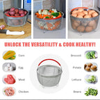 Original Salbree Steamer Basket for 6 qt quart Instant Pot Accessories, Stainless Steel Strainer and Insert fits IP Insta Pots, Instapot, Other Pressure Cookers, with Silicone Handle [3qt 8qt avail]