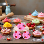 3Pcs Pink 3D Strawberry Silicone Mold Soap Sugar Fondant Molds DIY Cake Chocolate Decorating Tool Candy Biscuit Fondant Molds For Cake Decorating Kitchen Cookware, Pastry and Baking
