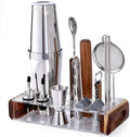Mixology Bartender Kit with Stand - 15 Piece Bar Tool Set, Silver Bar Set Cocktail Shaker Set for Drink Mixing - Includes Martini Shaker, Jigger, Strainer, Bar Mixer Spoon, Tongs, Opener | Gift Idea