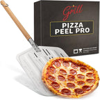 Hans Grill Pizza Peel PRO | Made for XL Pizza 12 inch + | Professional Restaurant Grade Perforated Metal Non-Stick Paddle for launching, turning and retrieving pizzas (Peel Pro) (Grey)