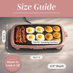 COOK WITH COLOR Electric Griddle 1200W, Nonstick Surface for Pancakes, Burgers, Eggs & More, Removable Temperature Control, Slide-Out Drip Tray, 10" x 16" Cooking Area, Dusty Rose