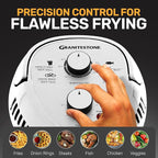 Granitestone 16Qt Large Glass Air Fryer Non Toxic – Family Sized Airfyrer Cooker with 3 Cooking Sections, Stainless Steel Racks, for French Fries, Chicken, No Preheat, Self Cleaning, Dishwasher Safe
