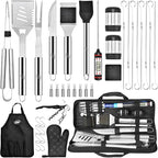 Kaluns Grilling Accessories, Dad Gifts for Fathers Day, Heavy Duty Stainless Steel Grill Set BBQ Grill Accessories for Outdoor Grill with Meat Thermometer, Case and Apron