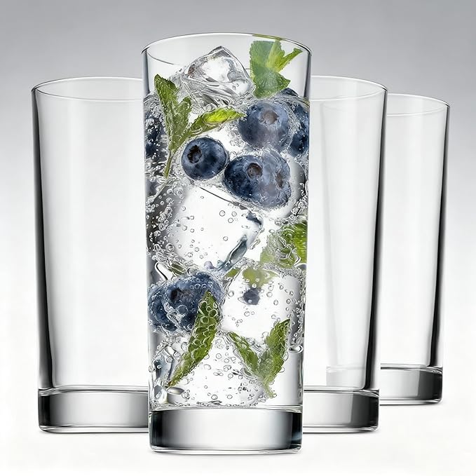 Farielyn-X Everyday Drinking Glasses Set of 8, 14oz Tall Glass Cups & 10.5oz Short Dof Glasses Glass Water Cups, Hurricane Tumbler Drinkware for Cocktail, Iced Coffee, Beer, Tea, Wine, Whiskey