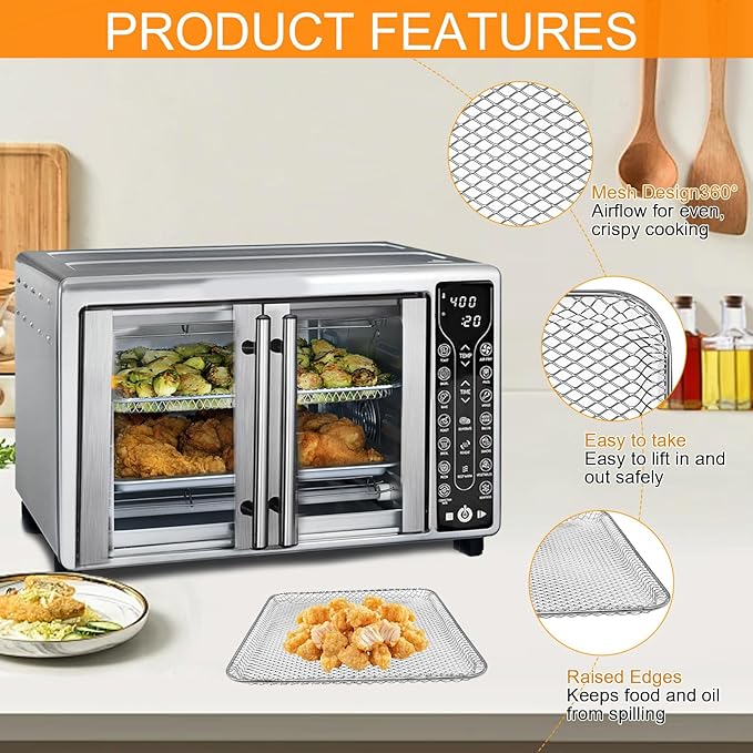 Toaster Oven Replacement Parts for GTF7655 GTF7460 GTF7465 GTF7520,Toaster Oven Air Fryer Basket accessories for Gourmia Digital Toaster Oven Air Fryer 17 Cooking Presets French Door 1700W 24L