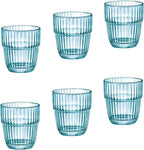 Bormioli Rocco Barshine 10.38 oz. Rocks Stackable Tempered Drinking Glasses, Set of 6, Ice Blue