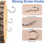 Screw Hooks, 75PCS Sliver Cup Hooks, Small Screw in Hook for Wood, Metal Srew in Hook for Hanging Mug Key and Garden Lights(6 Sizes)