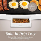 COOK WITH COLOR Electric Griddle 1200W, Nonstick Surface for Pancakes, Burgers, Eggs & More, Removable Temperature Control, Slide-Out Drip Tray, 10" x 16" Cooking Area, Cream