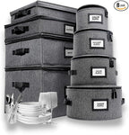 HOMELUX THEORY 8pcs Hard Shell China Storage Containers, Mug Storage, Wine Glass, Utensils, & Plate Storage Containers with Lid, Heavy Duty Dinnerware Storage for Packing Plates, Glassware & Cutlery
