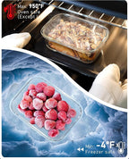 2-Pack Glass Food Storage Containers with Tempered Lids (21.3oz/2.7cup) - Airtight Snap Lock, Microwave & Oven Safe (-4℉~ 950°F), Freezer to Baking Dish, BPA-Free, Gift Box (Blue)