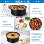 TeamFar 10 Inch Angel Food Cake Pan, Non-Stick Coating Stainless Steel Core Pound Cake Pan with Tube, for Home/Kitchen, Healthy & Heatproof, One-piece & Hollow Design, Release& Clean Easily