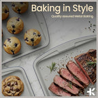 Bakken Swiss Cookie Sheet 3 Piece Set - Non-Stick, Stackable Baking Pans, Deluxe Ceramic Coating – Dishwasher Safe - for Home Baking