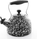 Chantal Tea Kettle, Vintage Series, Enamel on Steel, Whistling (Black Splatter on White)