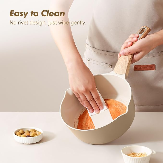 SENSARTE Ceramic Nonstick Sauce Pan with Lid, 1.5 Quart Small Saucepan, Cooking Pot with Stay Cool Handle, Non toxic Kitchen Sauce Pot, Non stick Saucier Pan, Induction Pot, PFOA PTFE PFAS PFOA Free