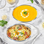 Mini Casserole Dish Oval 2 Pack, 13oz Glass Baking Dish, Banana Split Bowls, Single Serving, Individual Bakeware Baking Pans for Oven Microwave Air Fryer, Clear Prep Bowls
