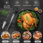 SCHVUBENR Large Turkey Baster with Cleaning Brush - Premium Baster Tool for Cooking - Easy to Use & Clean - Powerful Bulb Baster Syringe - Dishwasher Safe - Thanksgiving, Christmas Essentials - Black